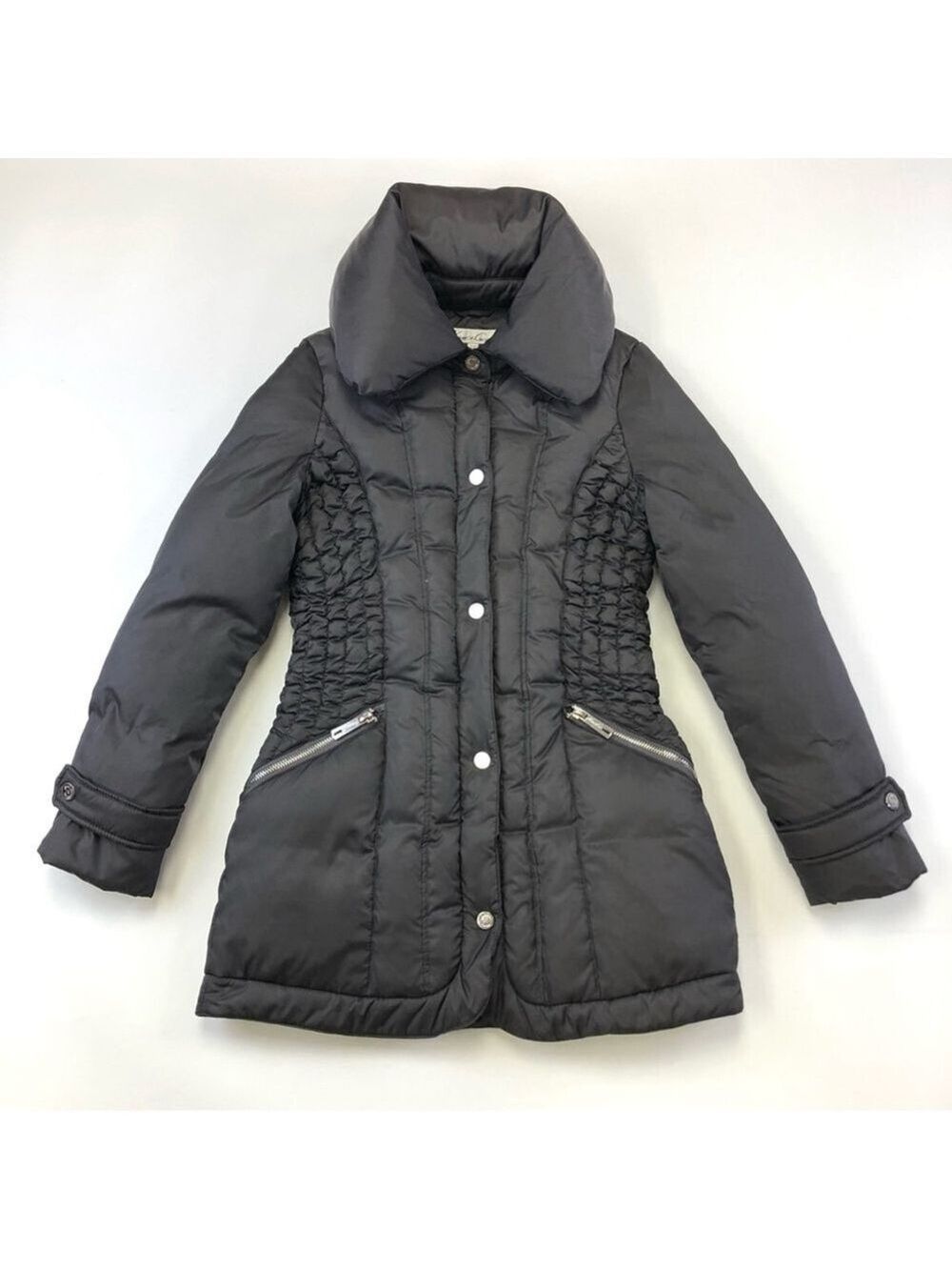 Kenneth Cole smoke taupe quilted fitted puffer duck down duvet womens coat Small